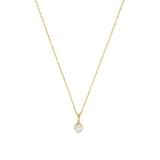 AMOR 9ct Yellow Gold Cubic Zirconia Round Pendant Necklace