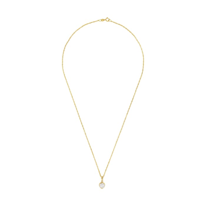 AMOR 9ct Yellow Gold Cubic Zirconia Round Pendant Necklace