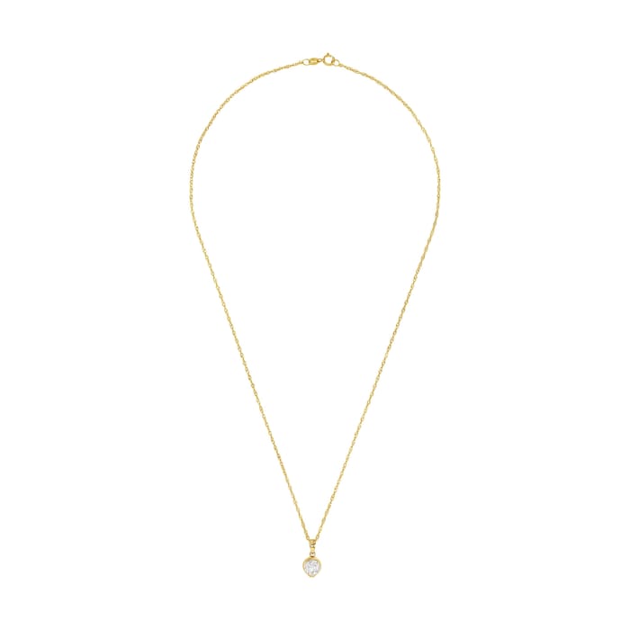 AMOR 9ct Yellow Gold Cubic Zirconia Round Pendant Necklace