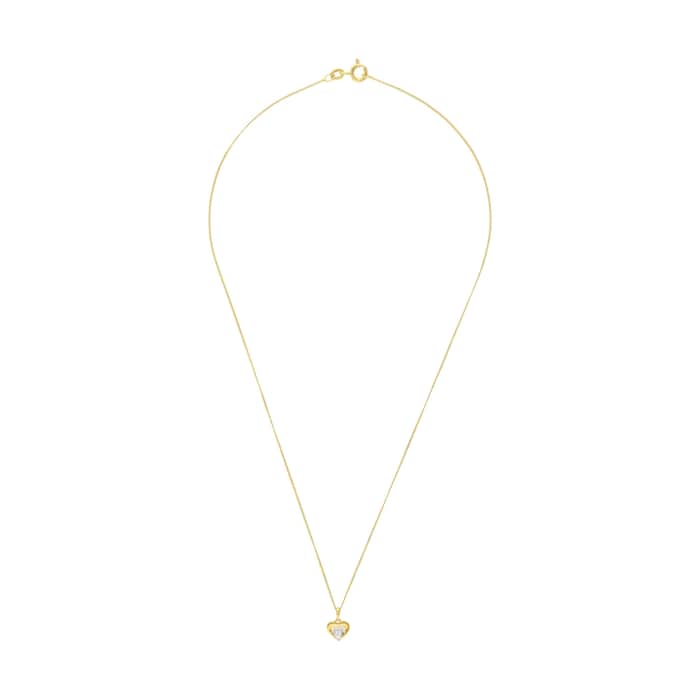 AMOR 9ct Yellow Gold Cubic Zirconia Heart Pendant Necklace
