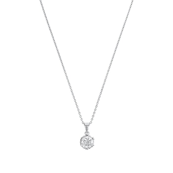 AMOR Silver Cubic Zirconia Round Pendant Necklace