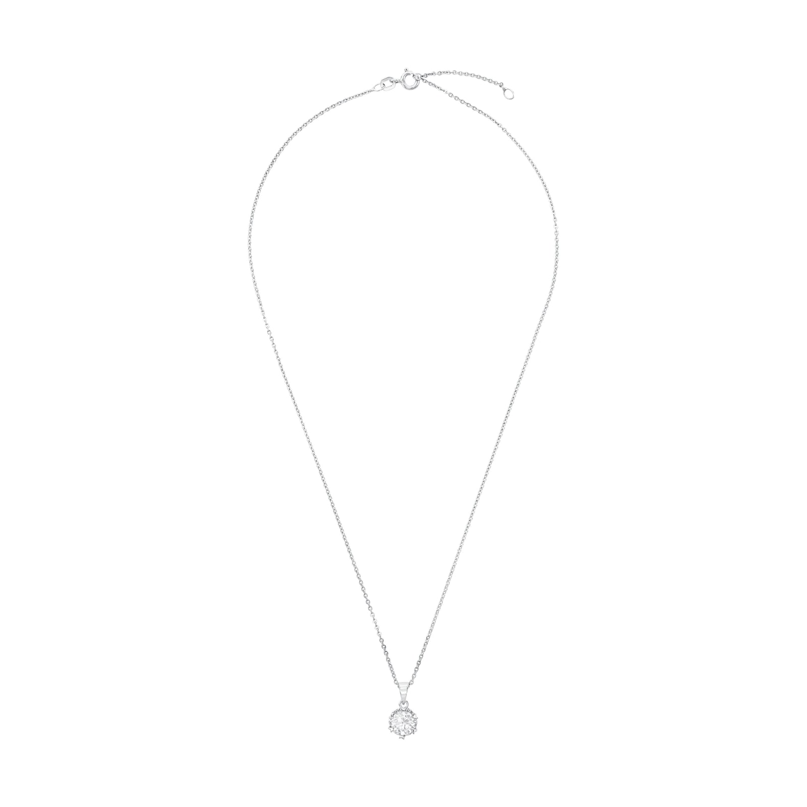 AMOR Silver Cubic Zirconia Round Pendant Necklace