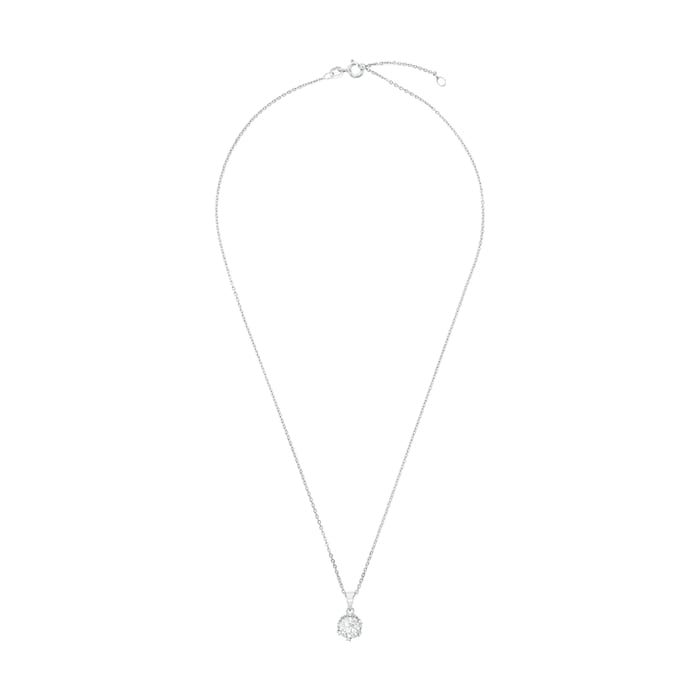 AMOR Silver Cubic Zirconia Round Pendant Necklace