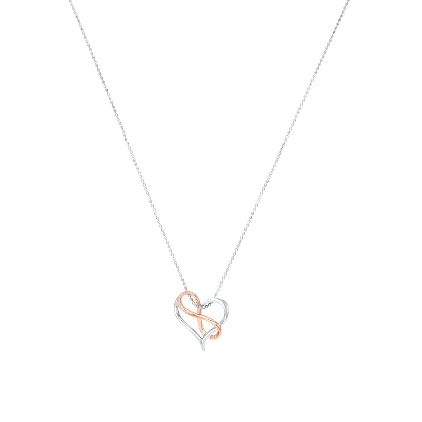 AMOR Silver Bi Colour Heart 
Infinity Pendant Necklace