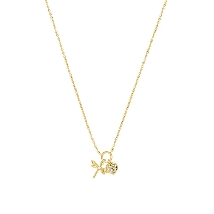 AMOR Yellow Gold Coloured Sterling Silver Dragonfly Pendant Necklace