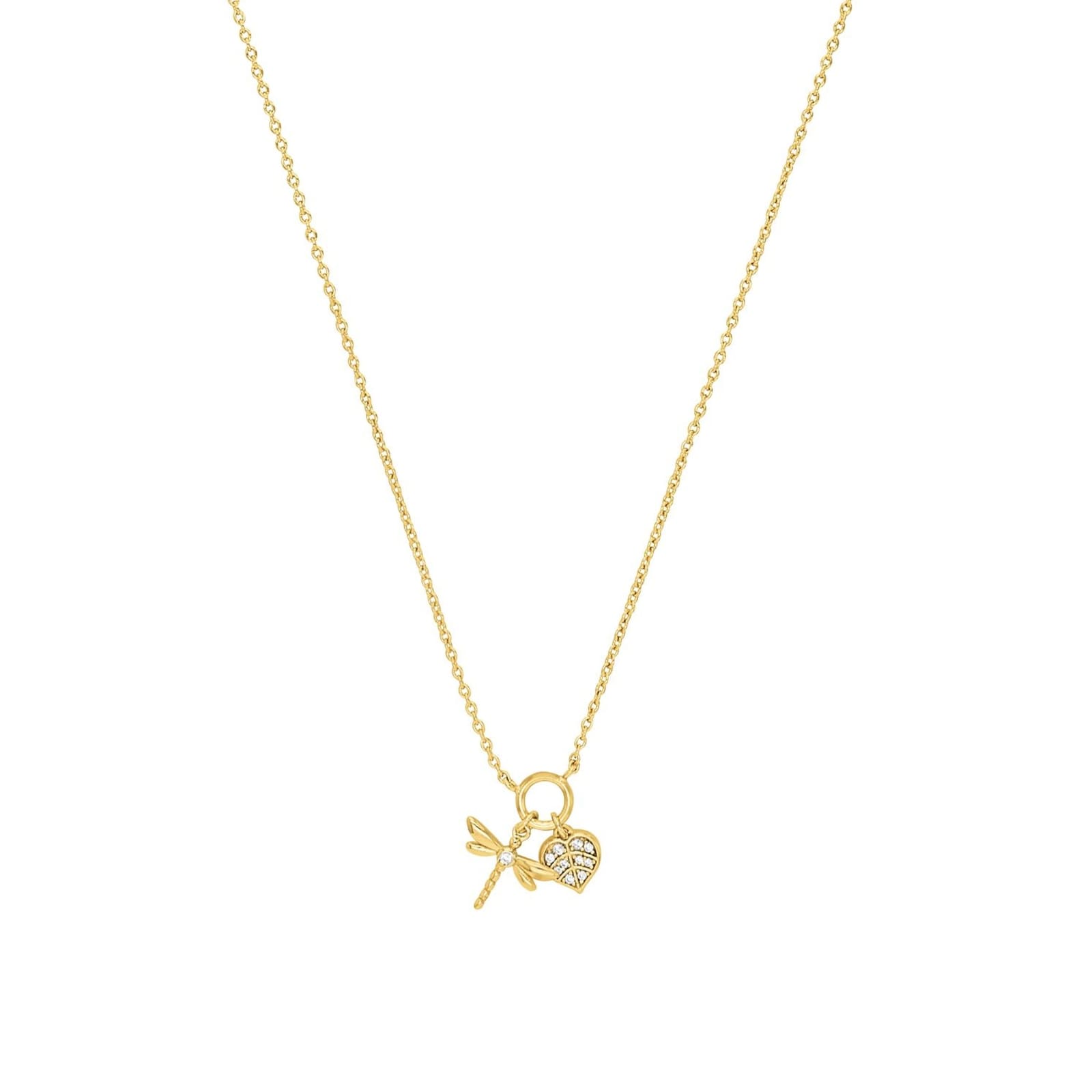 AMOR Yellow Gold Coloured Sterling Silver Dragonfly Pendant Necklace