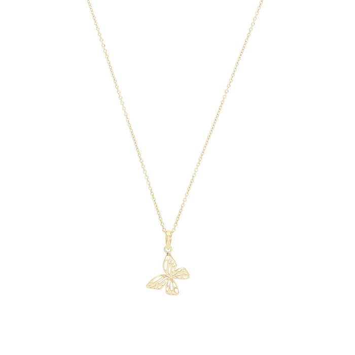 AMOR Yellow Gold Coloured Sterling Silver Butterfly Pendant Necklace