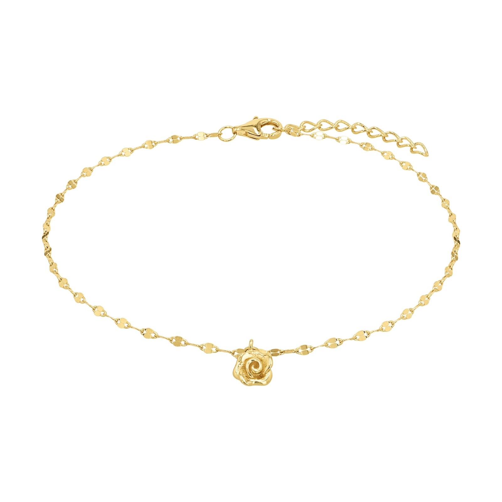 Yellow Gold Coloured Sterling Silver Flower Anklet Yellow Gold Coloured Sterling Silver Flower Anklet