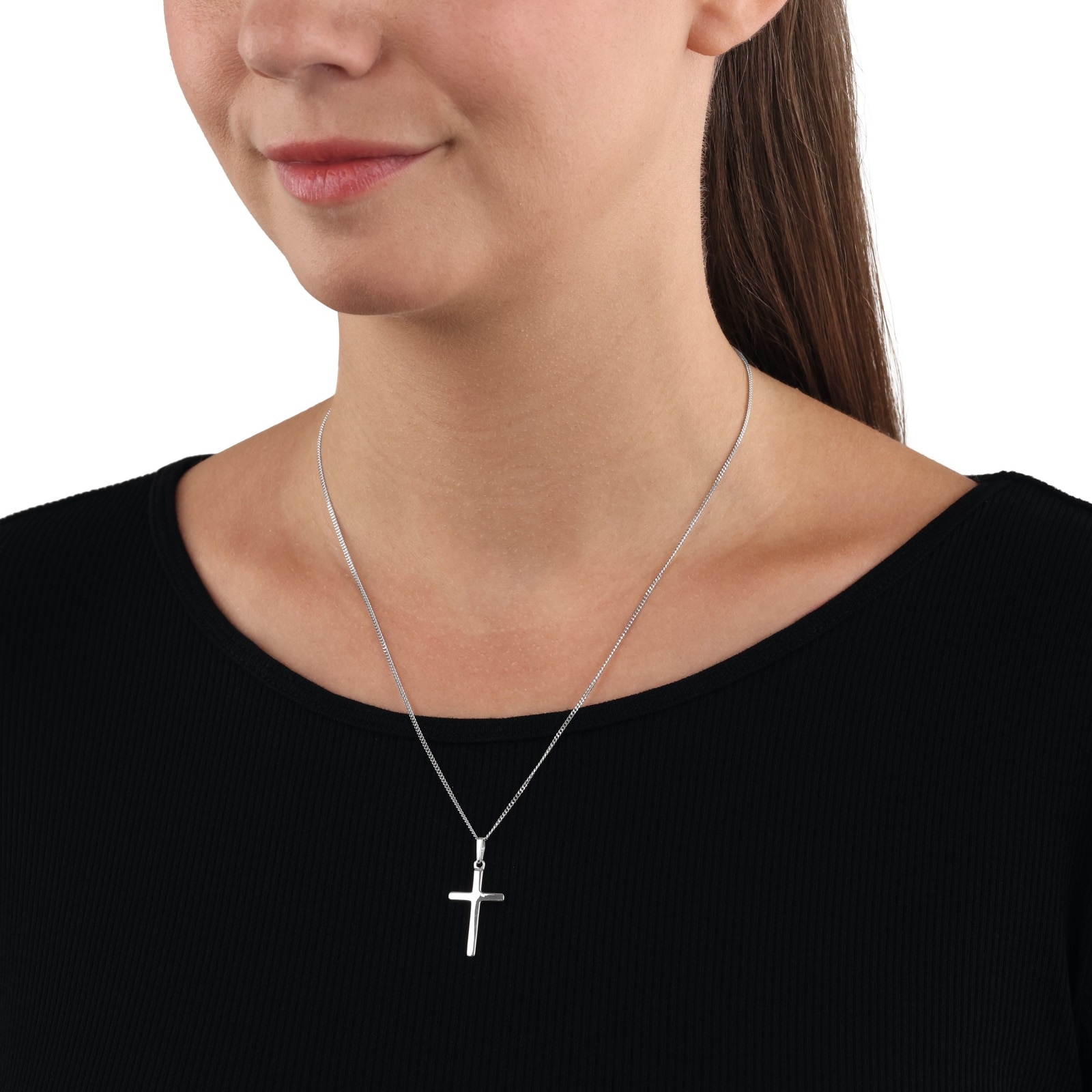 AMOR Silver Cross Pendant Necklace