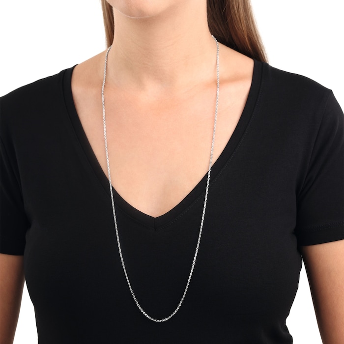 AMOR Silver Anchor Chain Necklace - 80cm