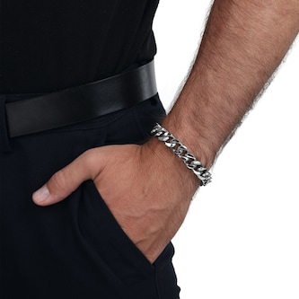 AMOR Mens Stainless Steel Tank Chain Bracelet - 21cm