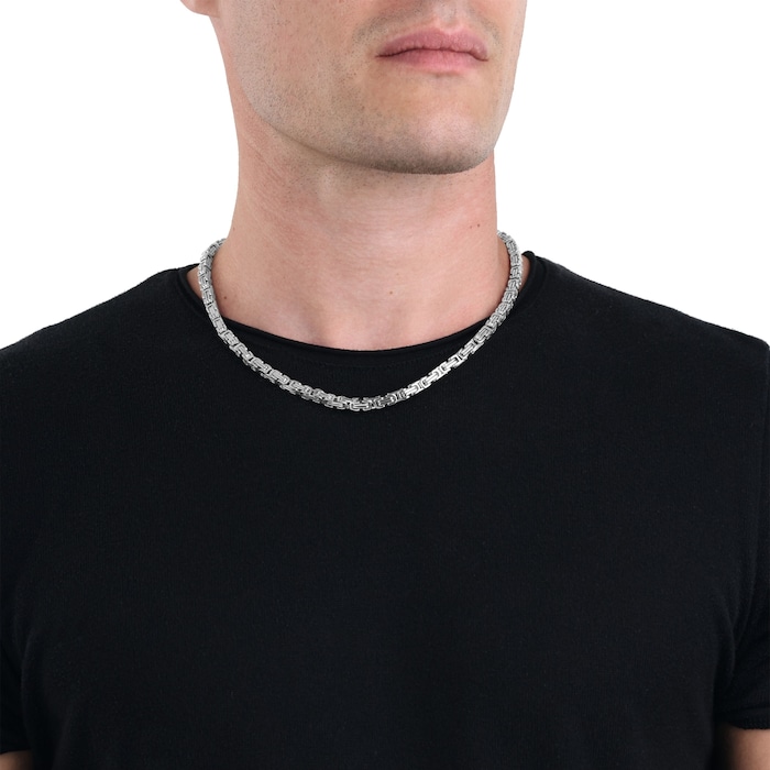 AMOR Mens Stainless Steel King Chain Necklace - 50cm