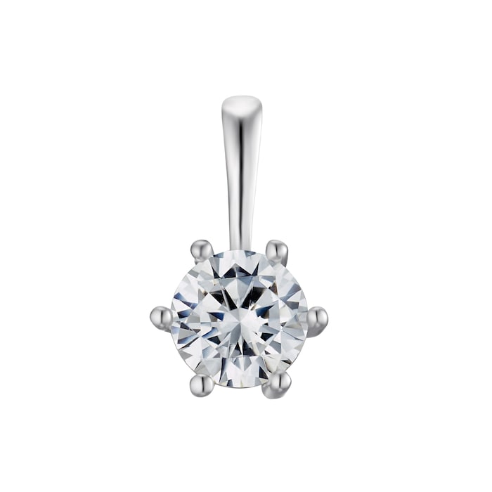 AMOR 9ct White Gold Cubic Zirconia Round Pendant