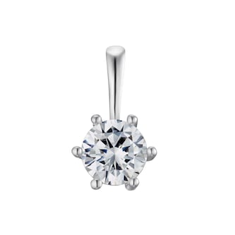 AMOR 9ct White Gold Cubic Zirconia Round Pendant