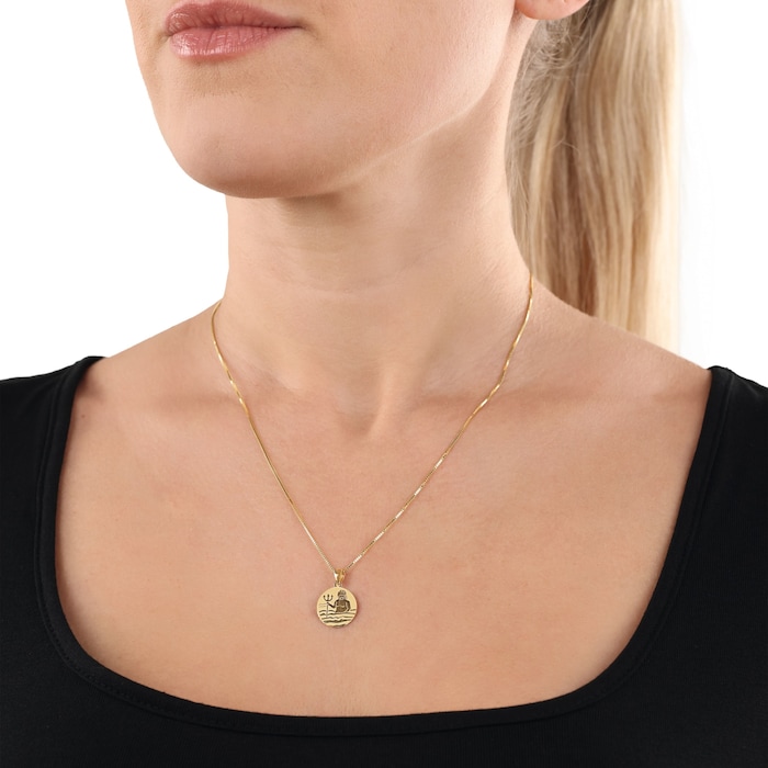 AMOR 9ct Yellow Gold Aquarius Zodiac Pendant