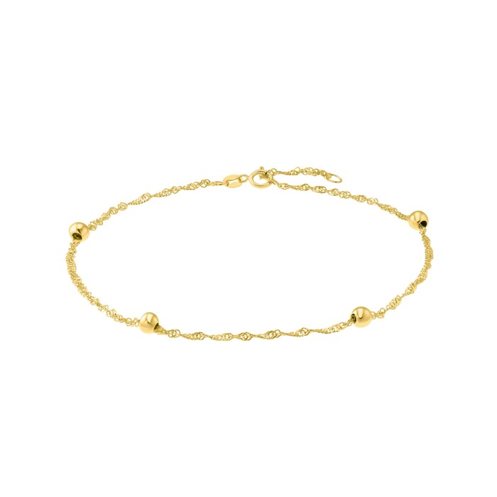 AMOR 9ct Yellow Gold Singapore Chain Anklet - 25cm