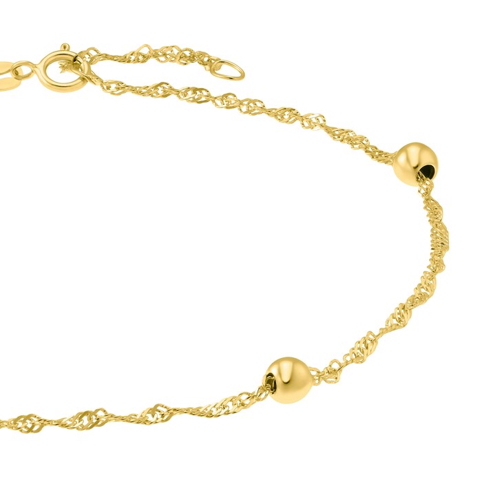 AMOR 9ct Yellow Gold Singapore Chain Anklet - 25cm