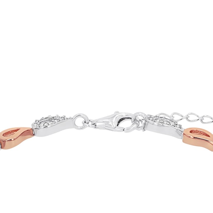 AMOR Silver Bi Colour Cubic Zirconia Figaro Chain Bracelet - 18cm