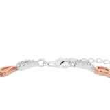 AMOR Silver Bi Colour Cubic Zirconia Figaro Chain Bracelet - 18cm