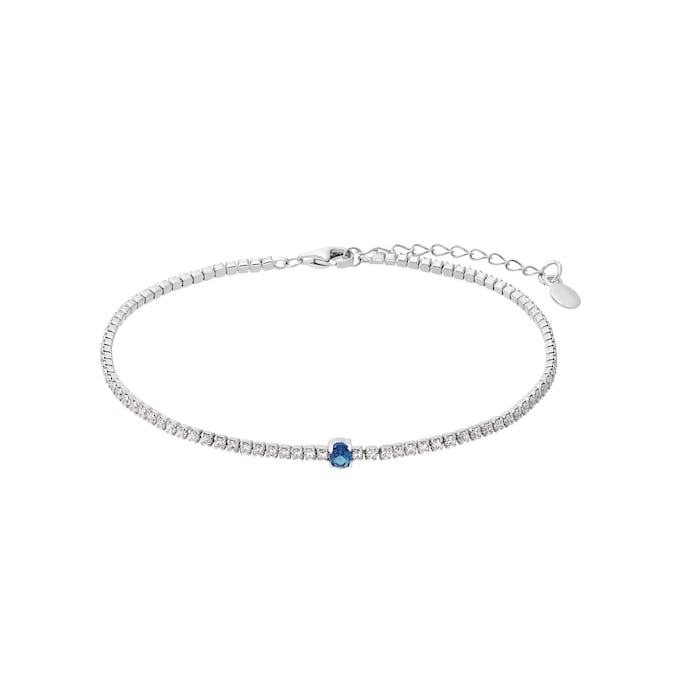 AMOR Silver Blue Stone Tennis Bracelet