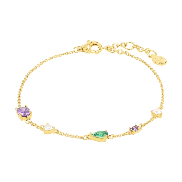 AMOR Yellow Gold Coloured Sterling Silver Cubic Zirconia Bracelet