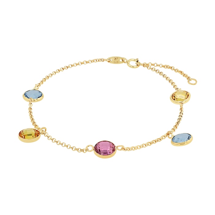 AMOR 9ct Yellow Gold Multi Colour Cubic Zirconia Bracelet