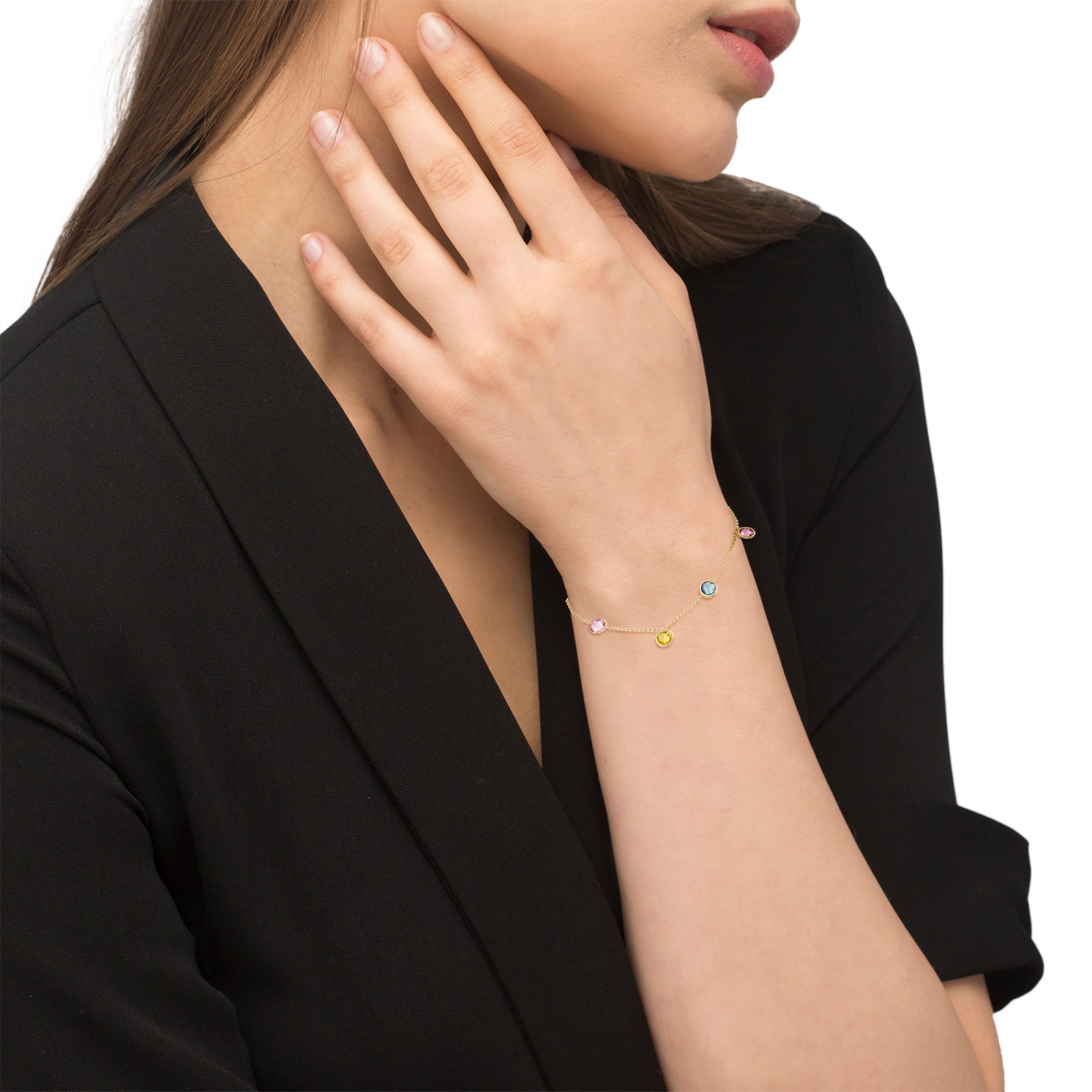 AMOR 9ct Yellow Gold Multi Colour Cubic Zirconia Bracelet AMOR 9ct Yellow Gold Multi Colour Cubic Zirconia Bracelet