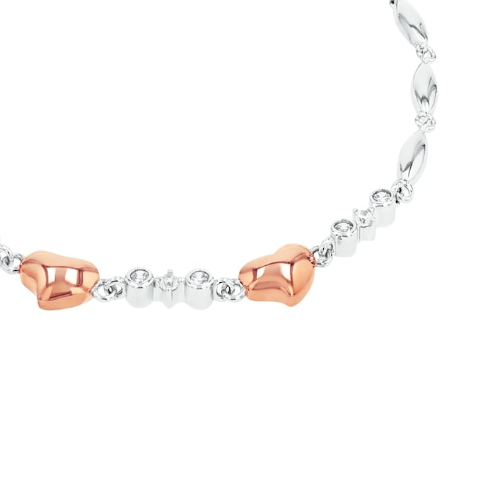 AMOR Silver Cubic Zirconia Heart Fantasy Chain Bracelet - 17cm