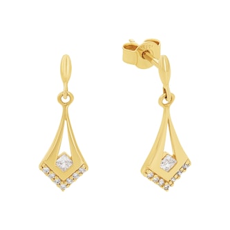 AMOR 14ct Yellow Gold Cubic Zirconia Drop Earrings AMOR 14ct Yellow Gold Cubic Zirconia Drop Earrings