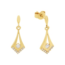 37970152 - 14ct Yellow Gold Cubic Zirconia Drop Earrings