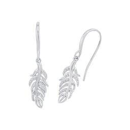 37970155 - Silver Cubic zirconia Leaf Drop Earrings