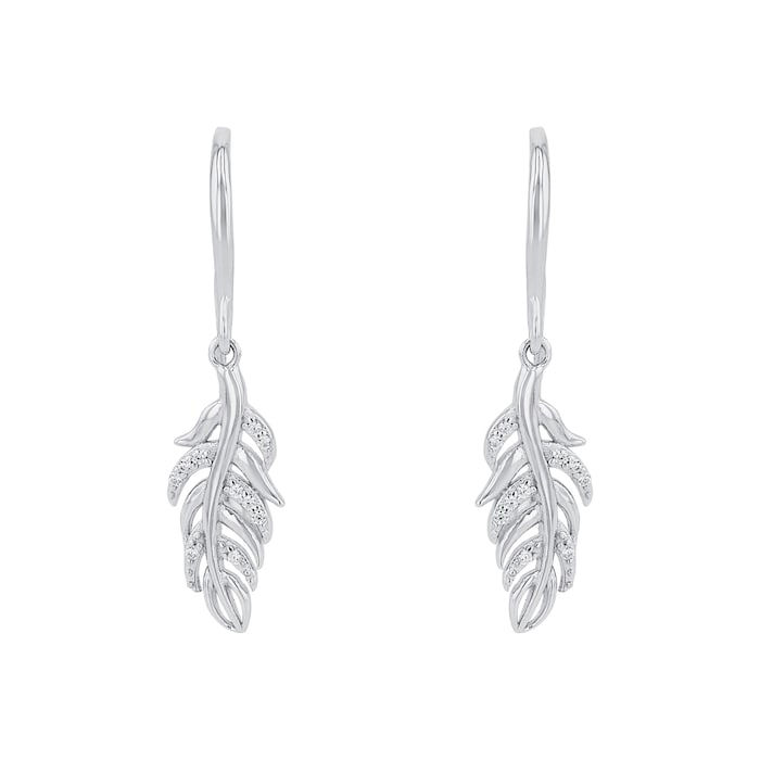 AMOR Silver Cubic zirconia Leaf Drop Earrings