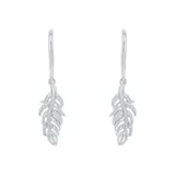 AMOR Silver Cubic zirconia Leaf Drop Earrings