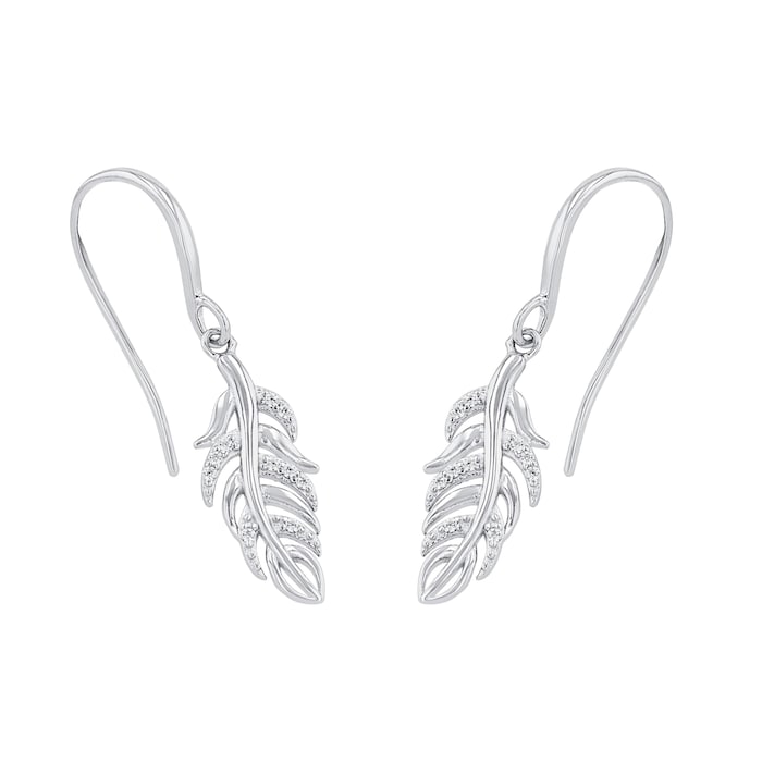 AMOR Silver Cubic zirconia Leaf Drop Earrings