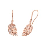 AMOR Rose Gold Coloured Sterling Silver Cubic Zirconia Leaf Drop Earrings