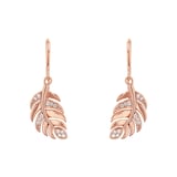 AMOR Rose Gold Coloured Sterling Silver Cubic Zirconia Leaf Drop Earrings