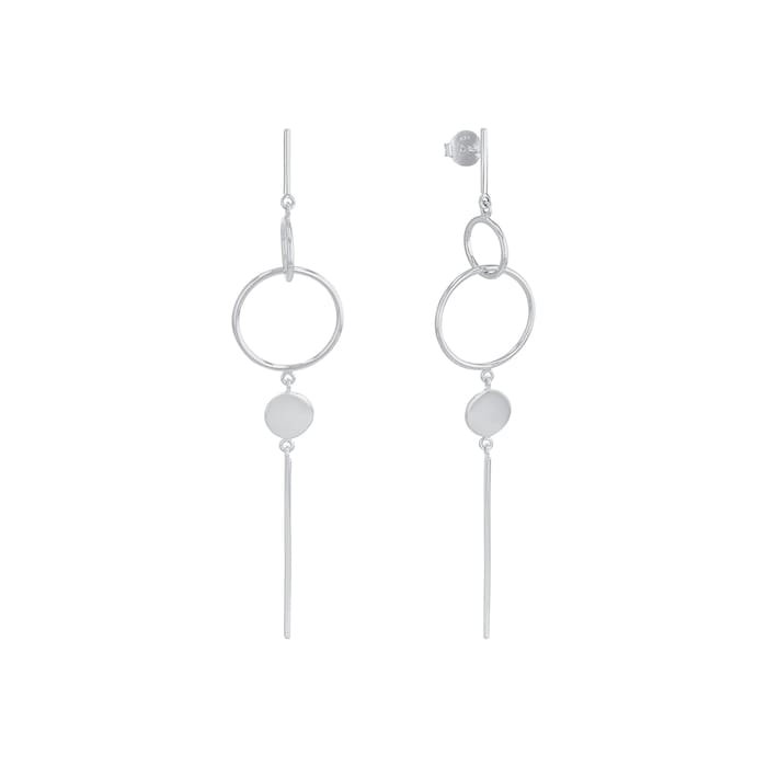 AMOR Silver Circular Drop Earrings