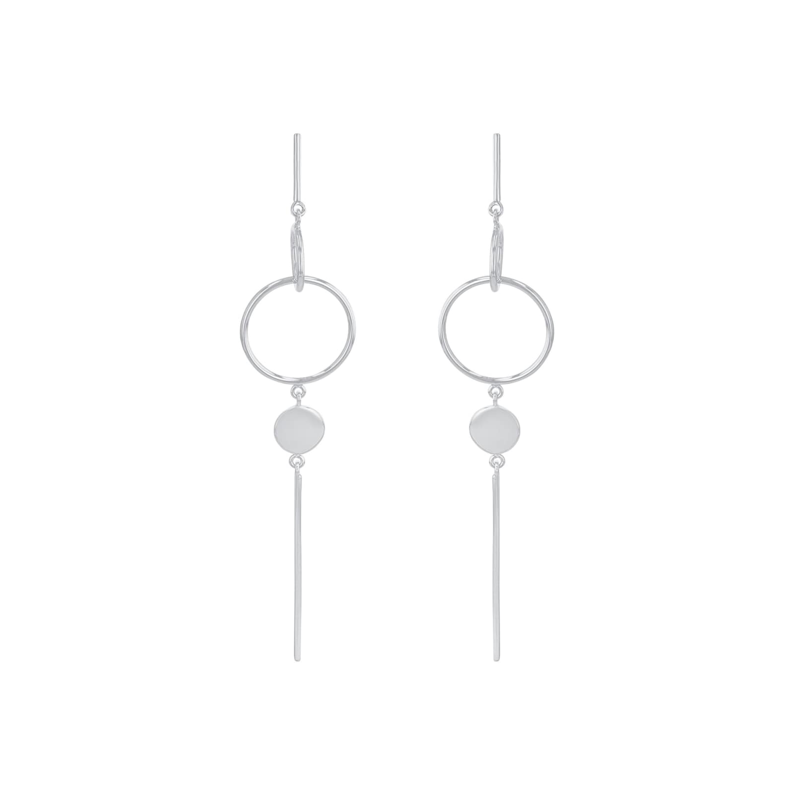 AMOR Silver Circular Drop Earrings