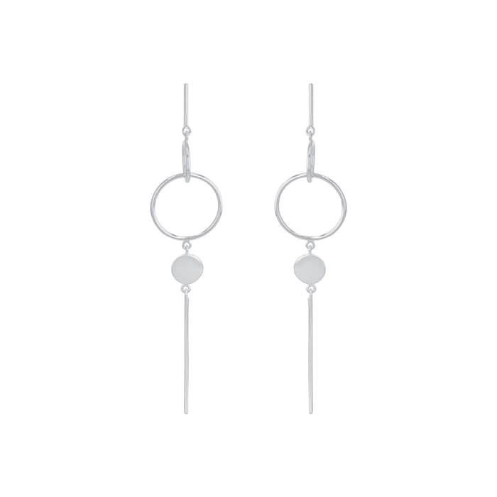 AMOR Silver Circular Drop Earrings