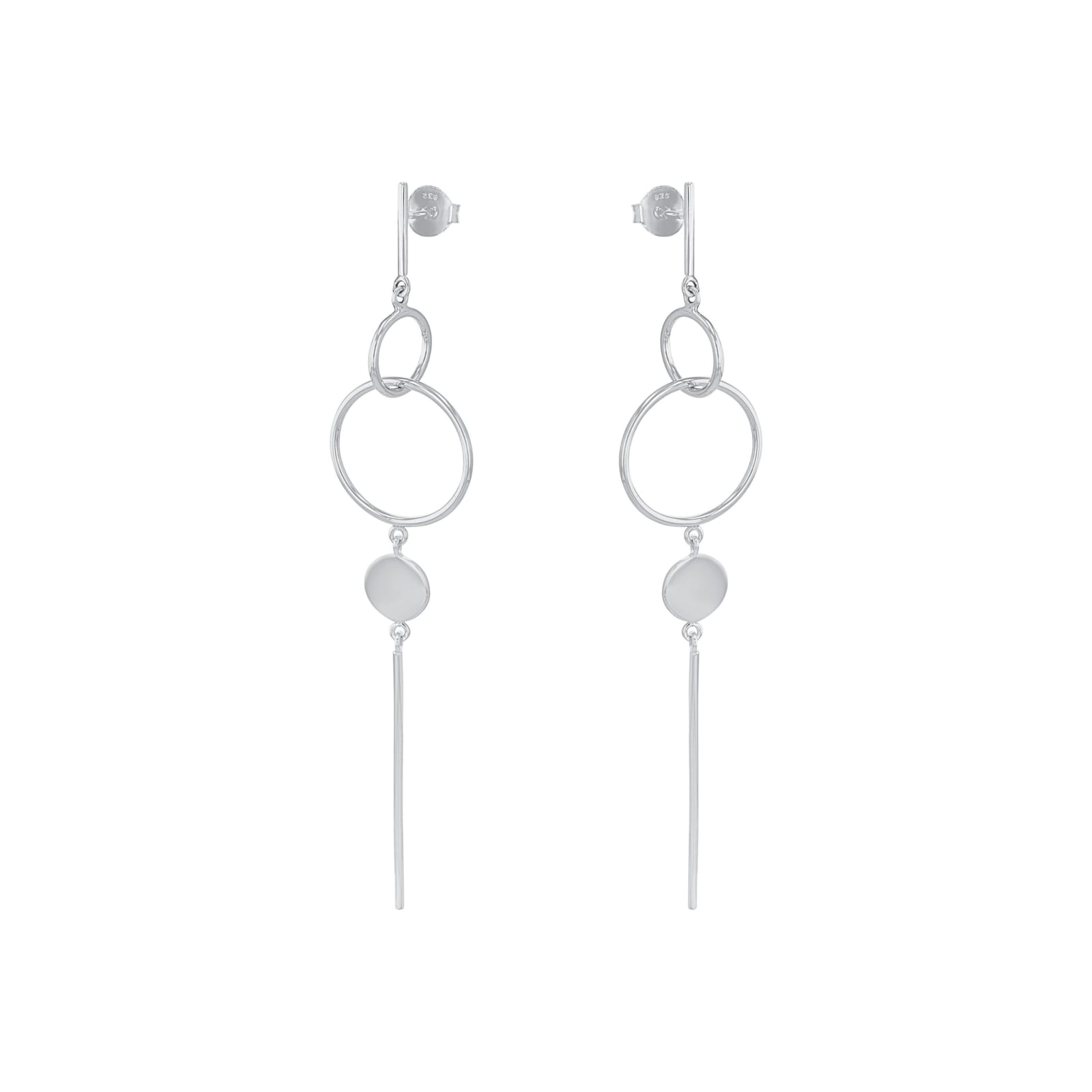 AMOR Silver Circular Drop Earrings