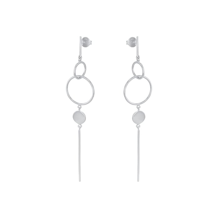 AMOR Silver Circular Drop Earrings