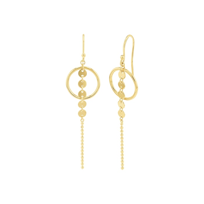 AMOR Yellow Gold Coloured Sterling Silver Circular Drop Earrings