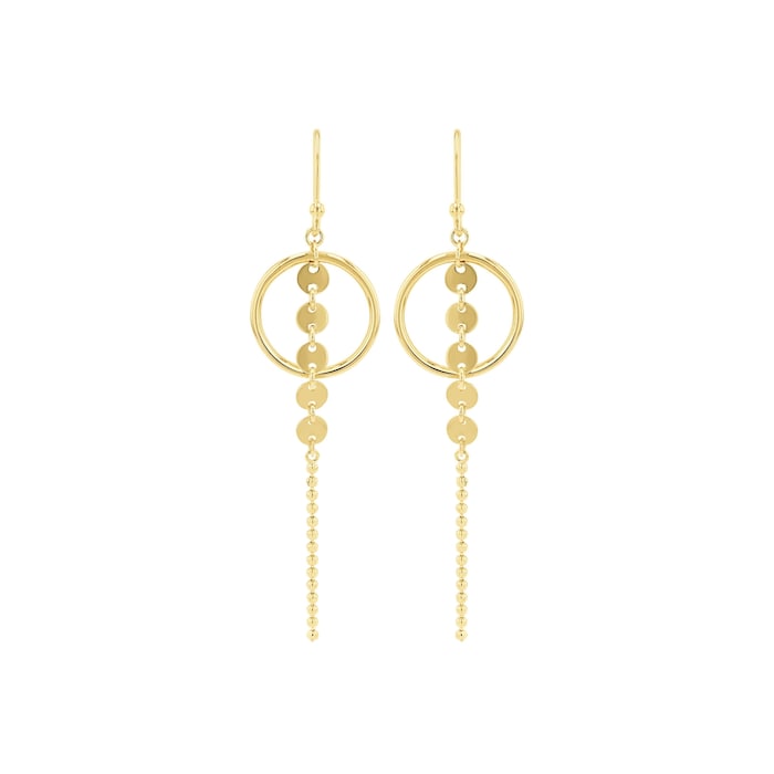 AMOR Yellow Gold Coloured Sterling Silver Circular Drop Earrings