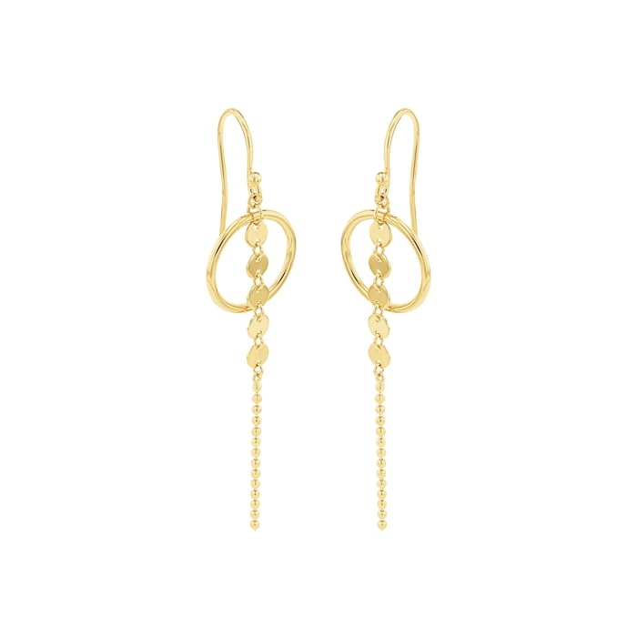 AMOR Yellow Gold Coloured Sterling Silver Circular Drop Earrings