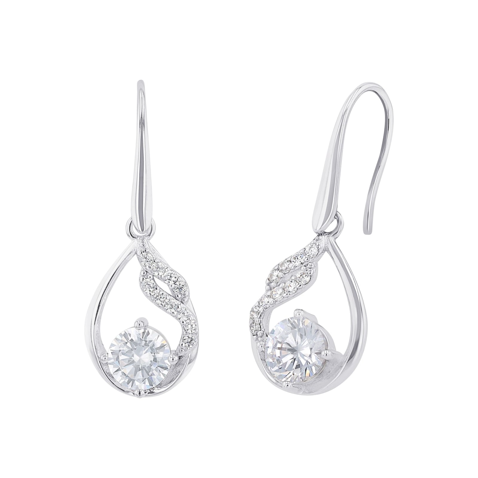 AMOR Silver Cubic Zirconia Drop Earrings AMOR Silver Cubic Zirconia Drop Earrings