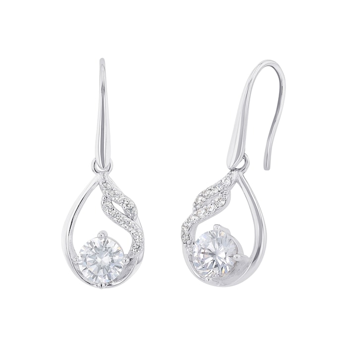 AMOR Silver Cubic Zirconia Drop Earrings