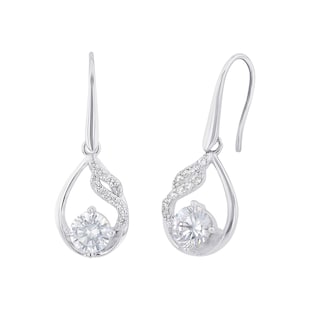 AMOR Silver Cubic Zirconia Drop Earrings