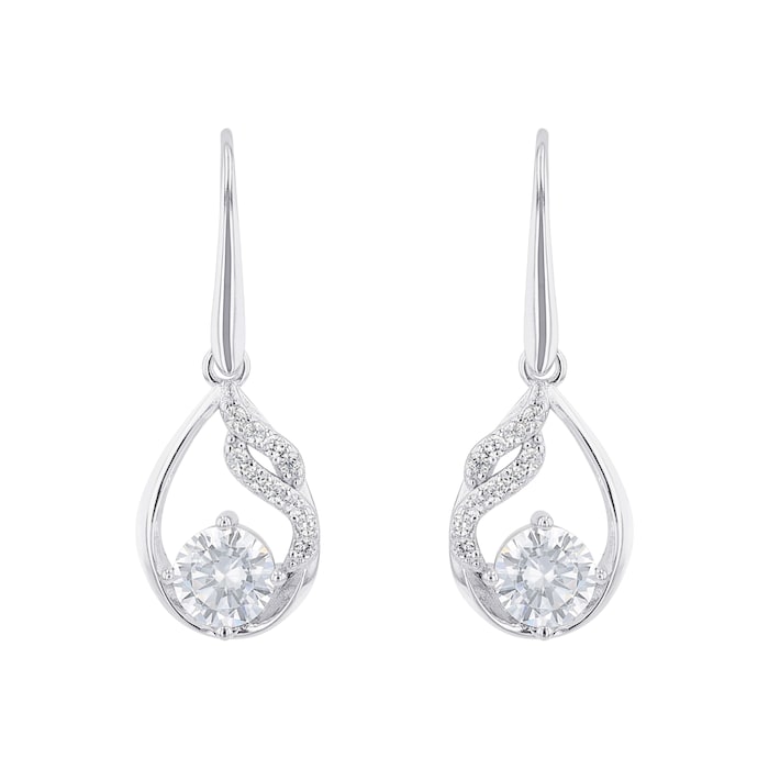 AMOR Silver Cubic Zirconia Drop Earrings