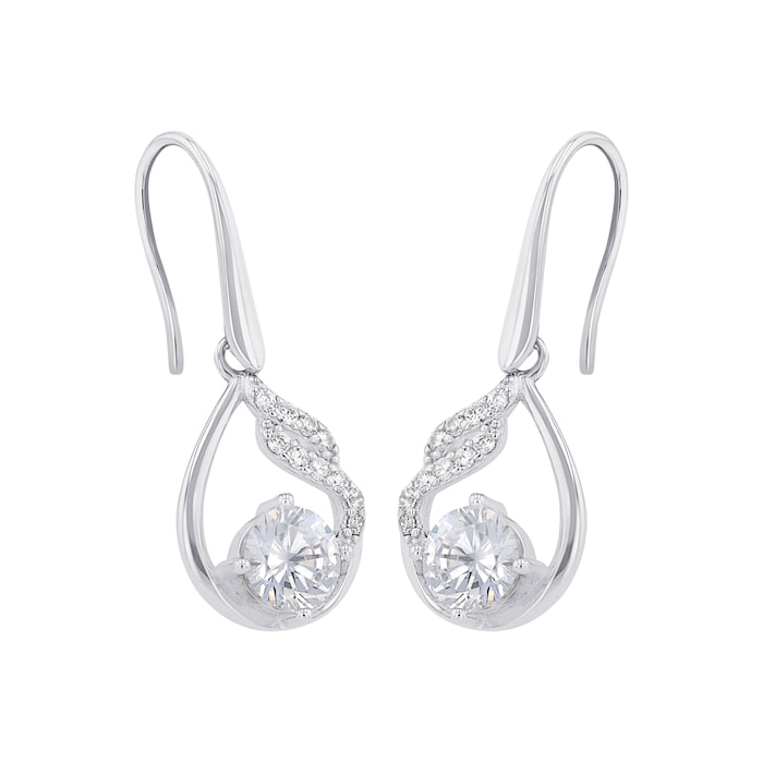 AMOR Silver Cubic Zirconia Drop Earrings