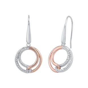 AMOR Silver Bi Colour Circle Drop Earrings